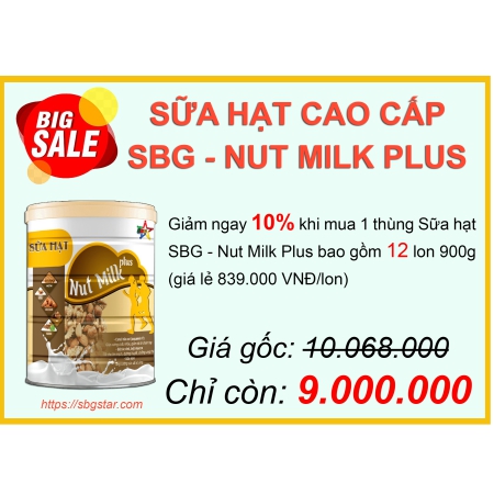 Combo 12 lon Sữa hạt cao cấp SBG - Nut Milk Plus